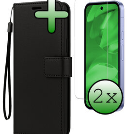 BASEY. BASEY. Google Pixel 9a Hoesje Bookcase Met 2x Screenprotector - Zwart