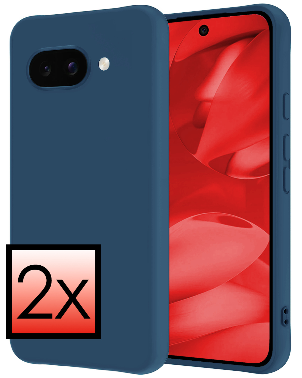 NoXx NoXx Google Pixel 9a Hoesje Siliconen - Donkerblauw - 2 PACK