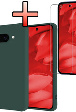 NoXx NoXx Google Pixel 9a Hoesje Siliconen Met Screenprotector - Donkergroen