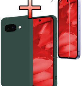 NoXx NoXx Google Pixel 9a Hoesje Siliconen Met Screenprotector - Donkergroen