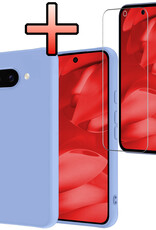 NoXx NoXx Google Pixel 9a Hoesje Siliconen Met Screenprotector - Lichtblauw