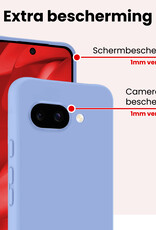 NoXx NoXx Google Pixel 9a Hoesje Siliconen Met Screenprotector - Lichtblauw