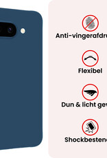 NoXx NoXx Google Pixel 9a Hoesje Siliconen Met 2x Screenprotector - Donkerblauw