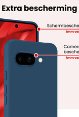 NoXx NoXx Google Pixel 9a Hoesje Siliconen Met 2x Screenprotector - Donkerblauw