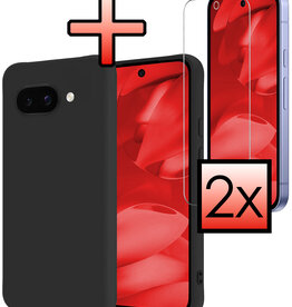 NoXx NoXx Google Pixel 9a Hoesje Siliconen Met 2x Screenprotector - Zwart