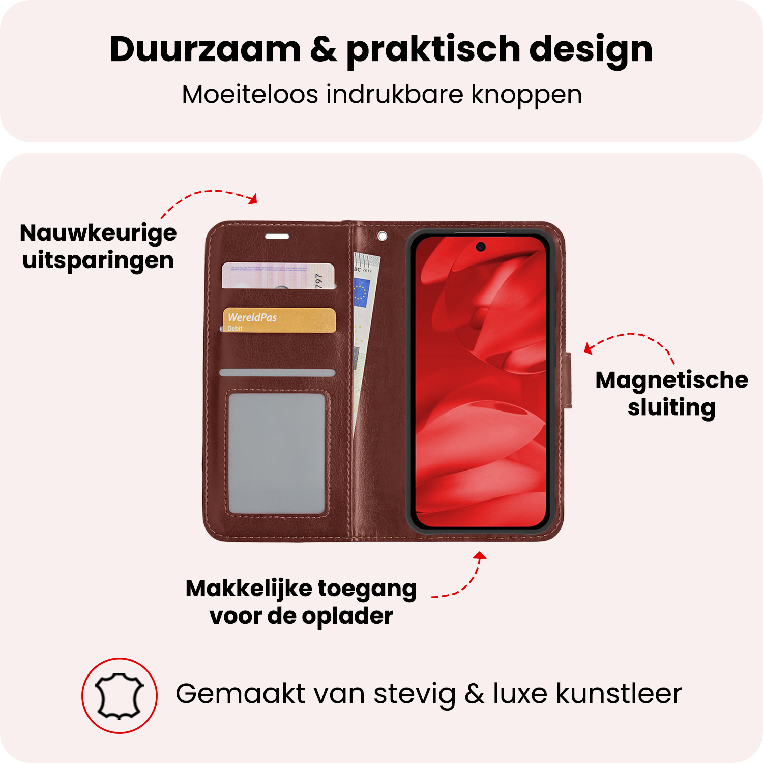 NoXx NoXx Google Pixel 9a Hoesje Bookcase - Bruin