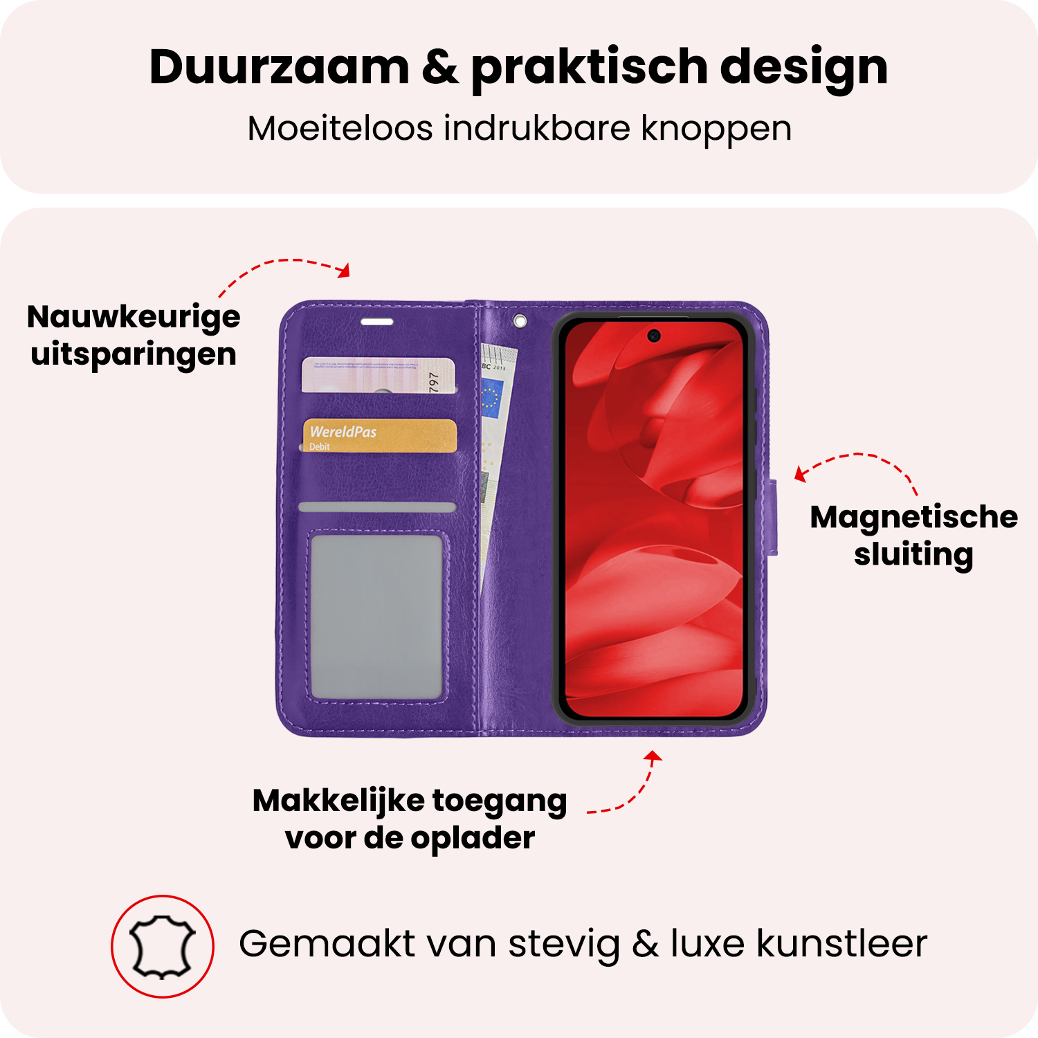 NoXx NoXx Google Pixel 9a Hoesje Bookcase - Paars