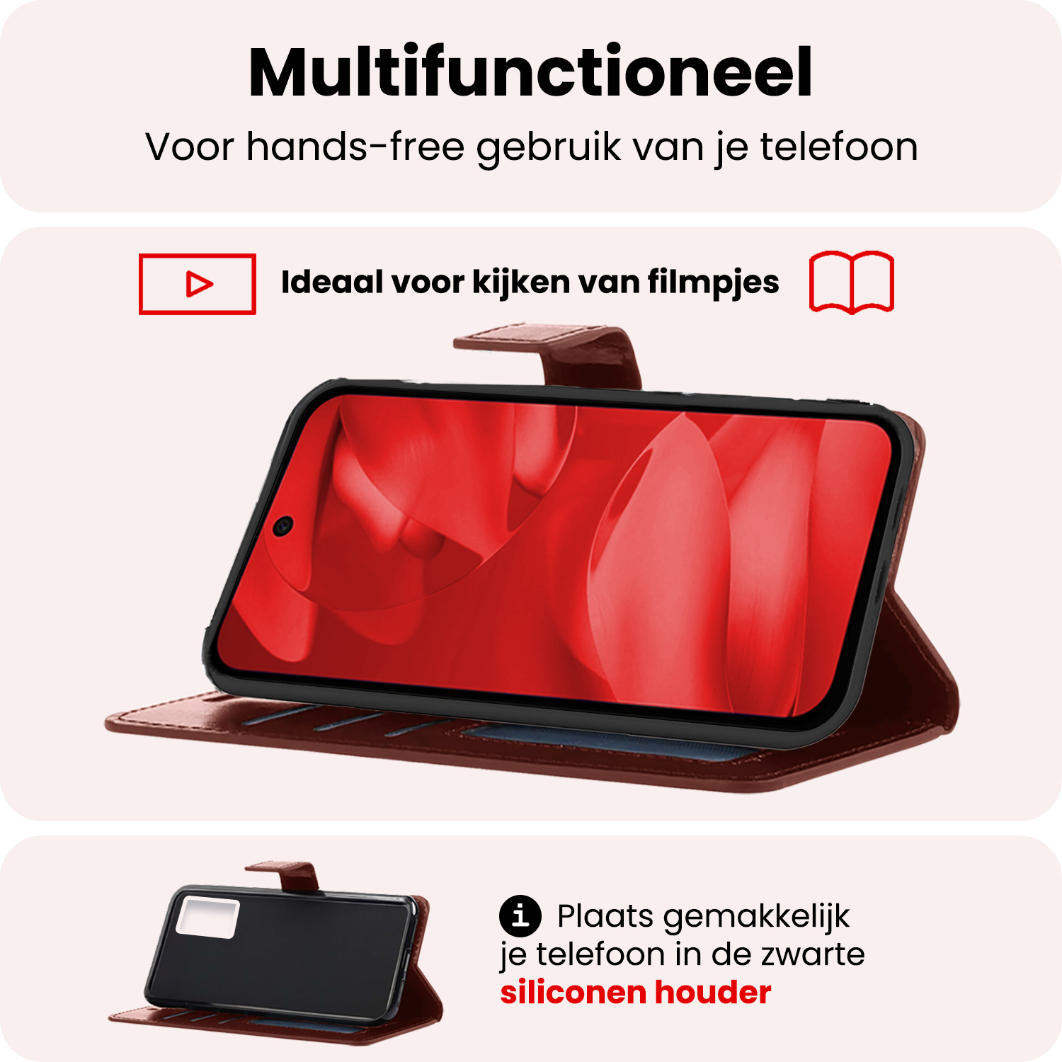 NoXx NoXx Google Pixel 9a Hoesje Bookcase Met Screenprotector - Bruin