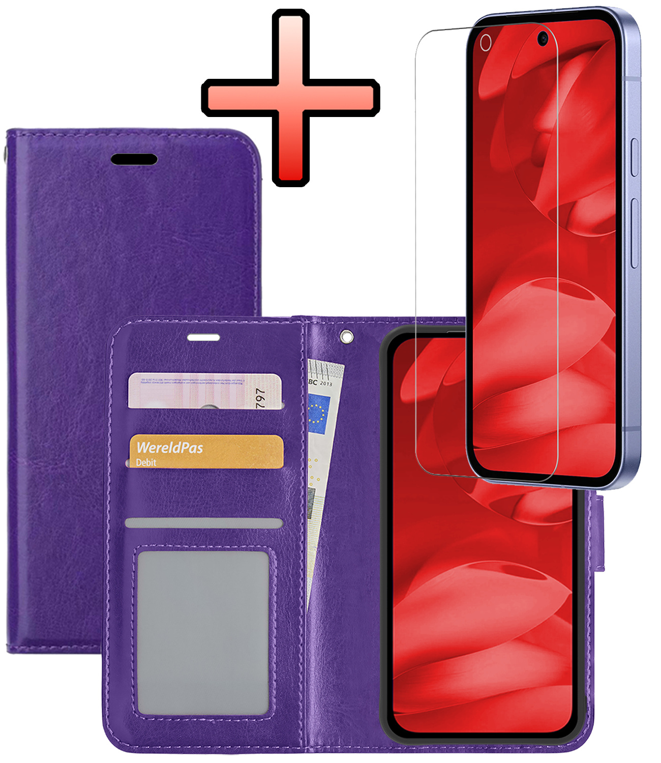 NoXx NoXx Google Pixel 9a Hoesje Bookcase Met Screenprotector - Paars