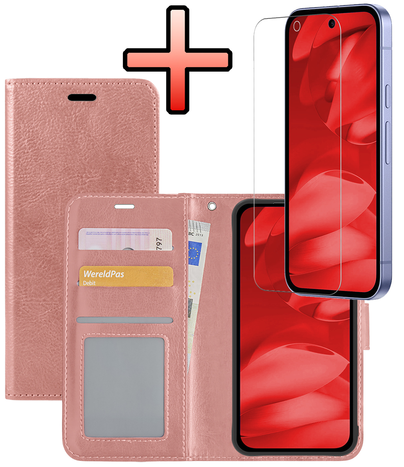 NoXx NoXx Google Pixel 9a Hoesje Bookcase Met Screenprotector - Rose Goud