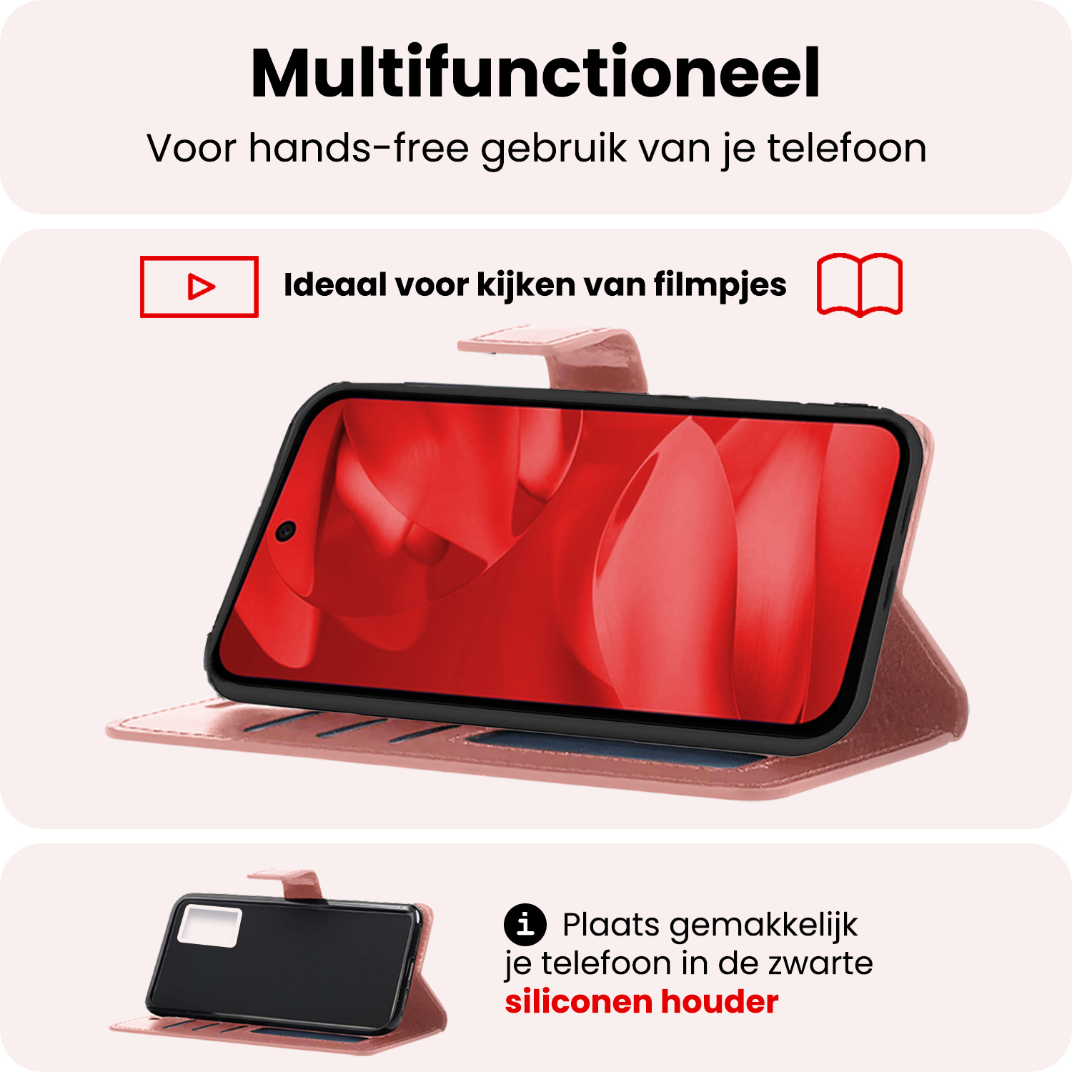 NoXx NoXx Google Pixel 9a Hoesje Bookcase Met Screenprotector - Rose Goud