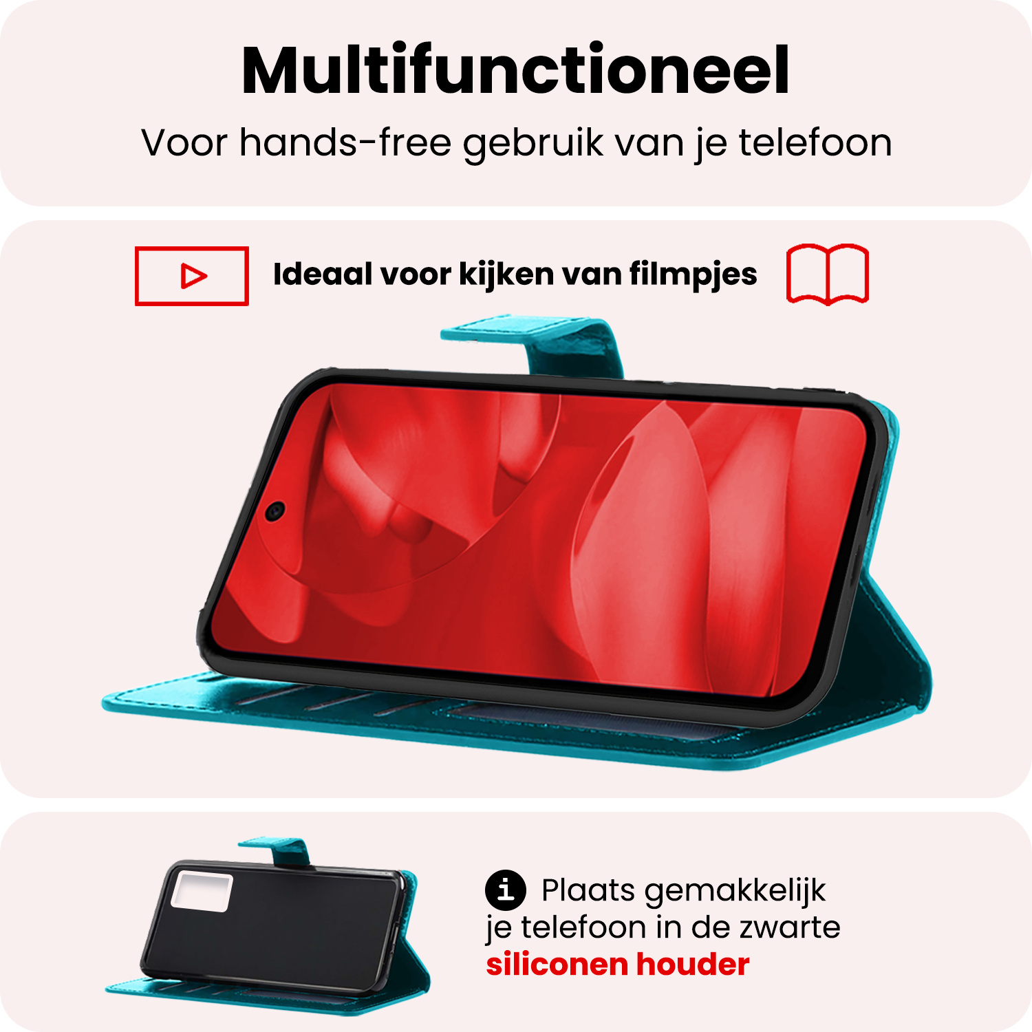 NoXx NoXx Google Pixel 9a Hoesje Bookcase Met Screenprotector - Turquoise