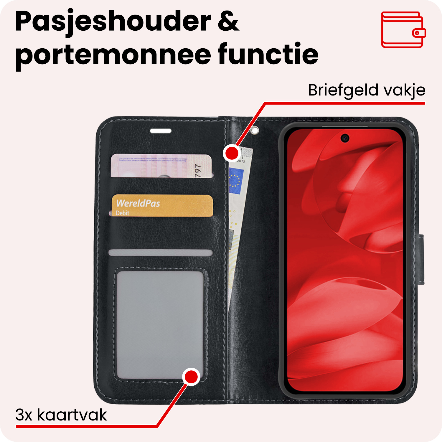 NoXx NoXx Google Pixel 9a Hoesje Bookcase Met Screenprotector - Zwart