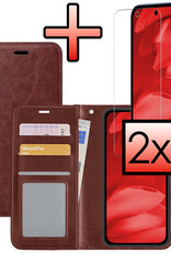 NoXx NoXx Google Pixel 9a Hoesje Bookcase Met 2x Screenprotector - Bruin