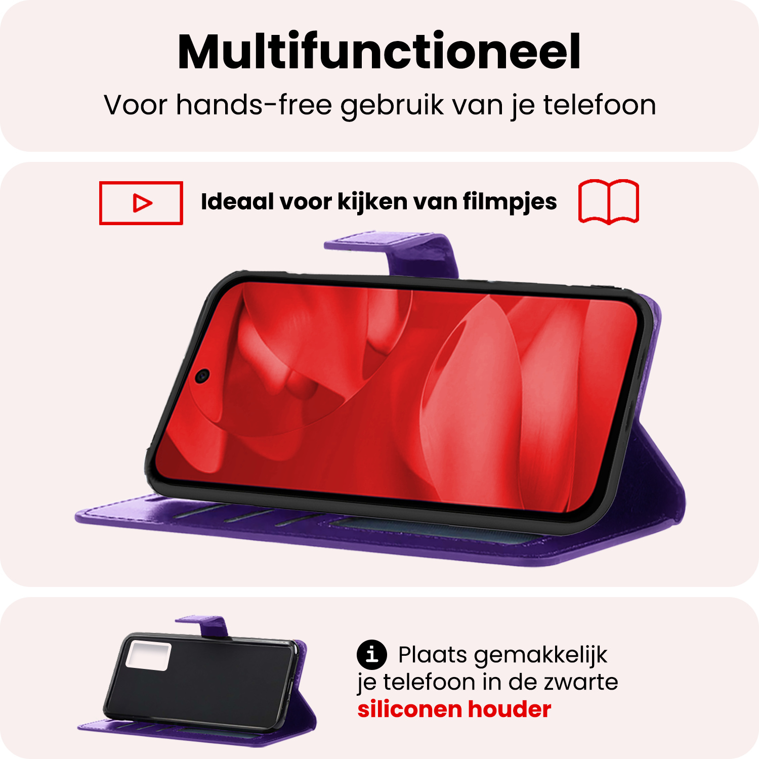 NoXx NoXx Google Pixel 9a Hoesje Bookcase Met 2x Screenprotector - Paars