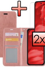 NoXx NoXx Google Pixel 9a Hoesje Bookcase Met 2x Screenprotector - Rose Goud
