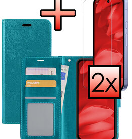 NoXx NoXx Google Pixel 9a Hoesje Bookcase Met 2x Screenprotector - Turquoise