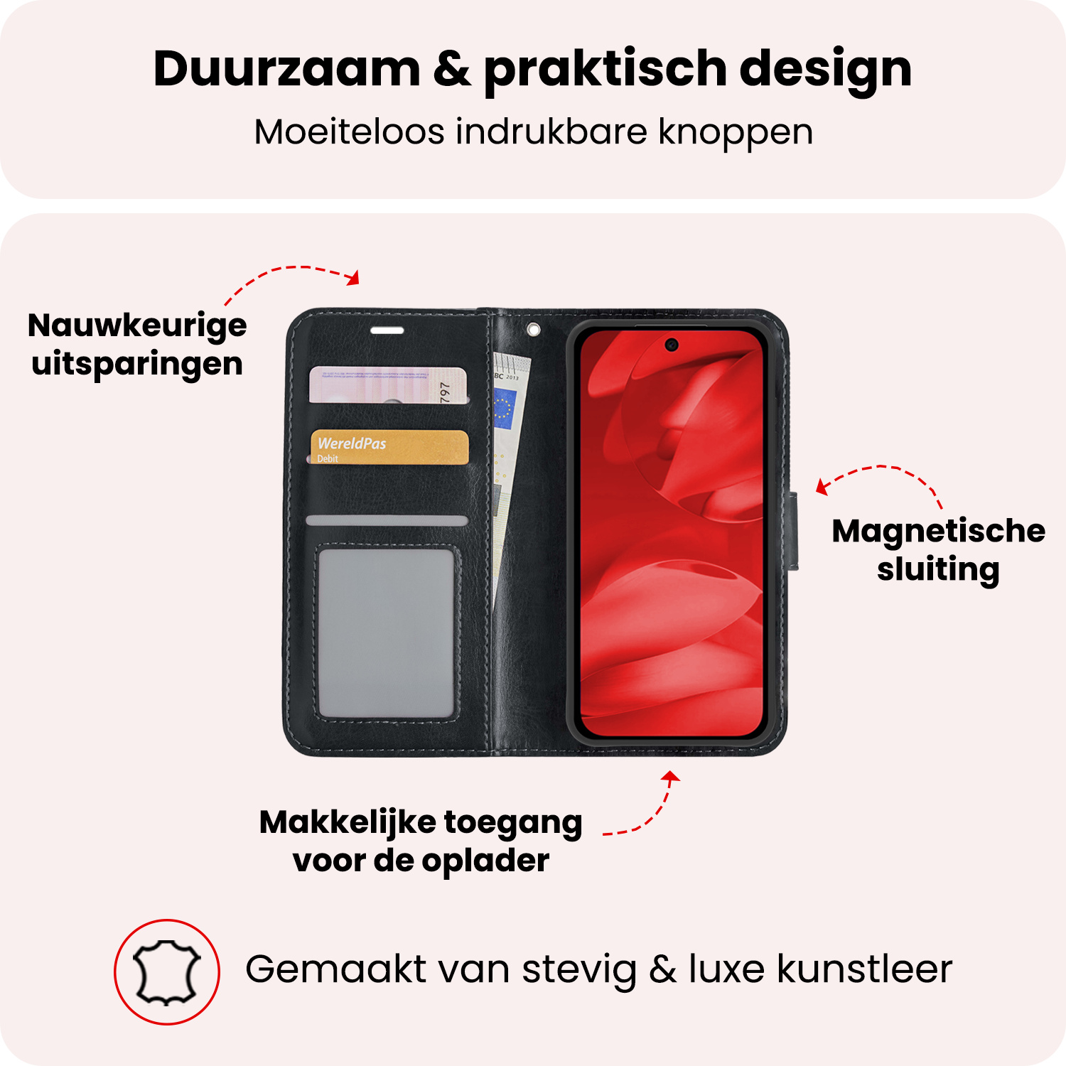 NoXx NoXx Google Pixel 9a Hoesje Bookcase Met 2x Screenprotector - Zwart