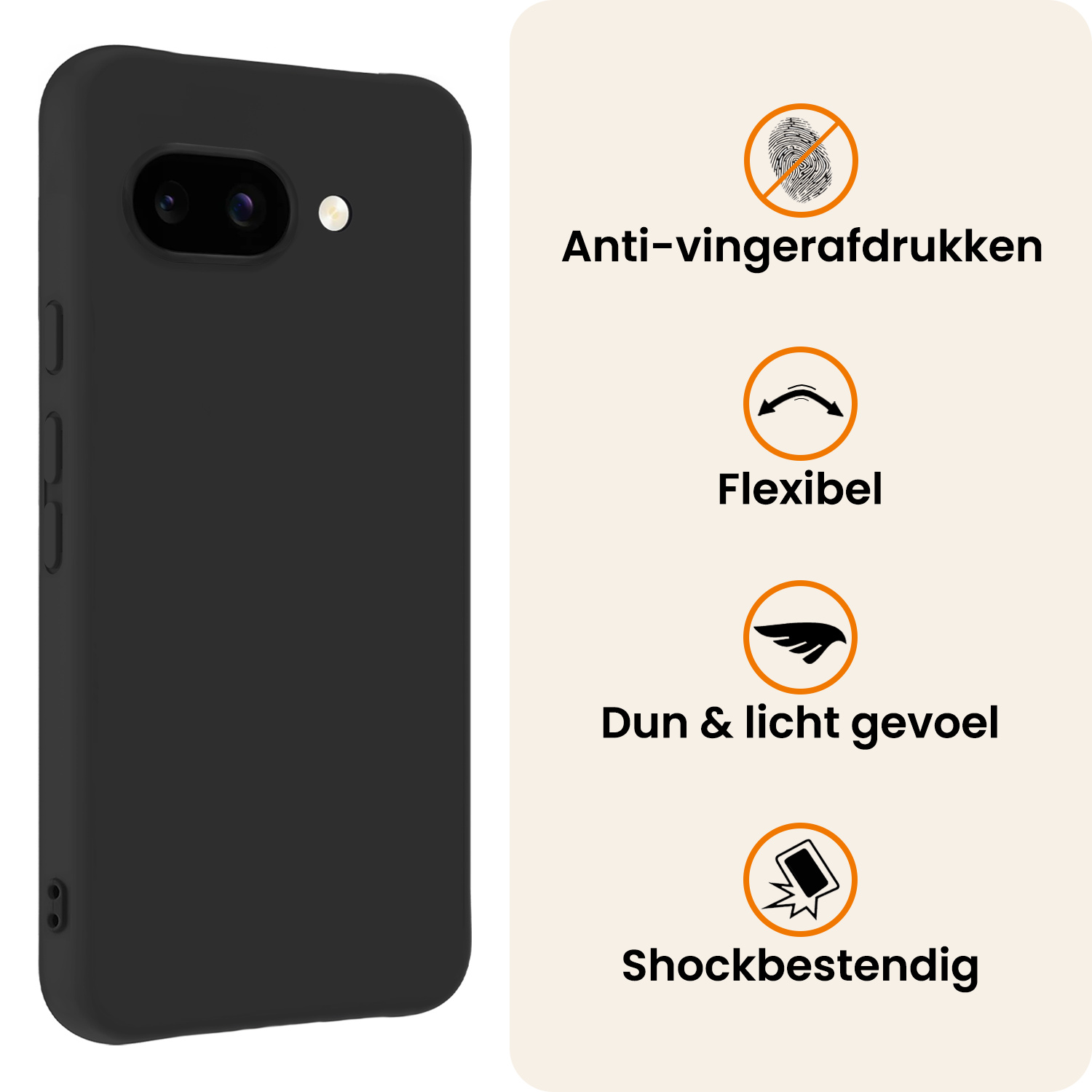 Nomfy Nomfy Google Pixel 9a Hoesje Siliconen - Zwart - 2 PACK