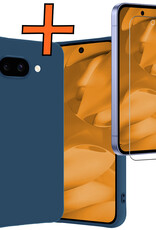 Nomfy Nomfy Google Pixel 9a Hoesje Siliconen Met Screenprotector - Donkerblauw