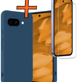 Nomfy Nomfy Google Pixel 9a Hoesje Siliconen Met Screenprotector - Donkerblauw