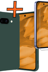 Nomfy Nomfy Google Pixel 9a Hoesje Siliconen Met Screenprotector - Donkergroen