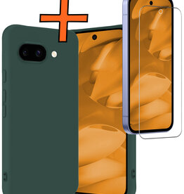 Nomfy Nomfy Google Pixel 9a Hoesje Siliconen Met Screenprotector - Donkergroen