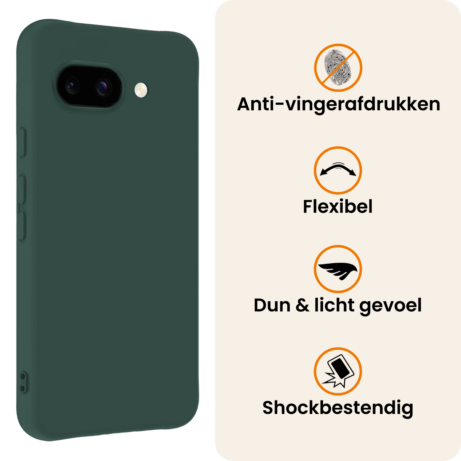 Nomfy Nomfy Google Pixel 9a Hoesje Siliconen Met Screenprotector - Donkergroen