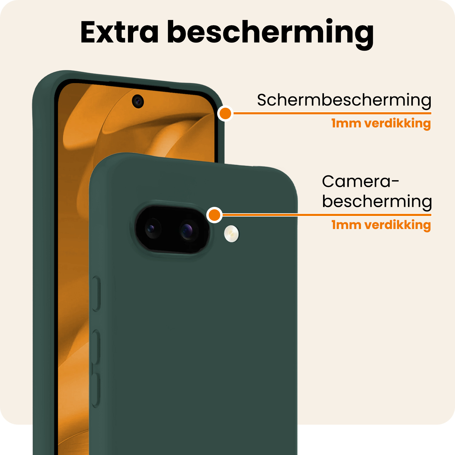 Nomfy Nomfy Google Pixel 9a Hoesje Siliconen Met Screenprotector - Donkergroen