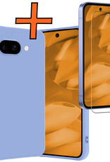 Nomfy Nomfy Google Pixel 9a Hoesje Siliconen Met Screenprotector - Lichtblauw
