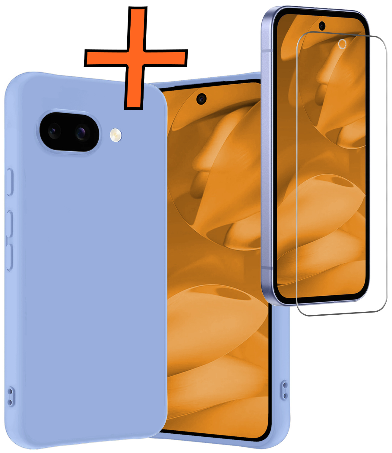 Nomfy Nomfy Google Pixel 9a Hoesje Siliconen Met Screenprotector - Lichtblauw