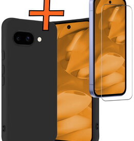 Nomfy Nomfy Google Pixel 9a Hoesje Siliconen Met Screenprotector - Zwart