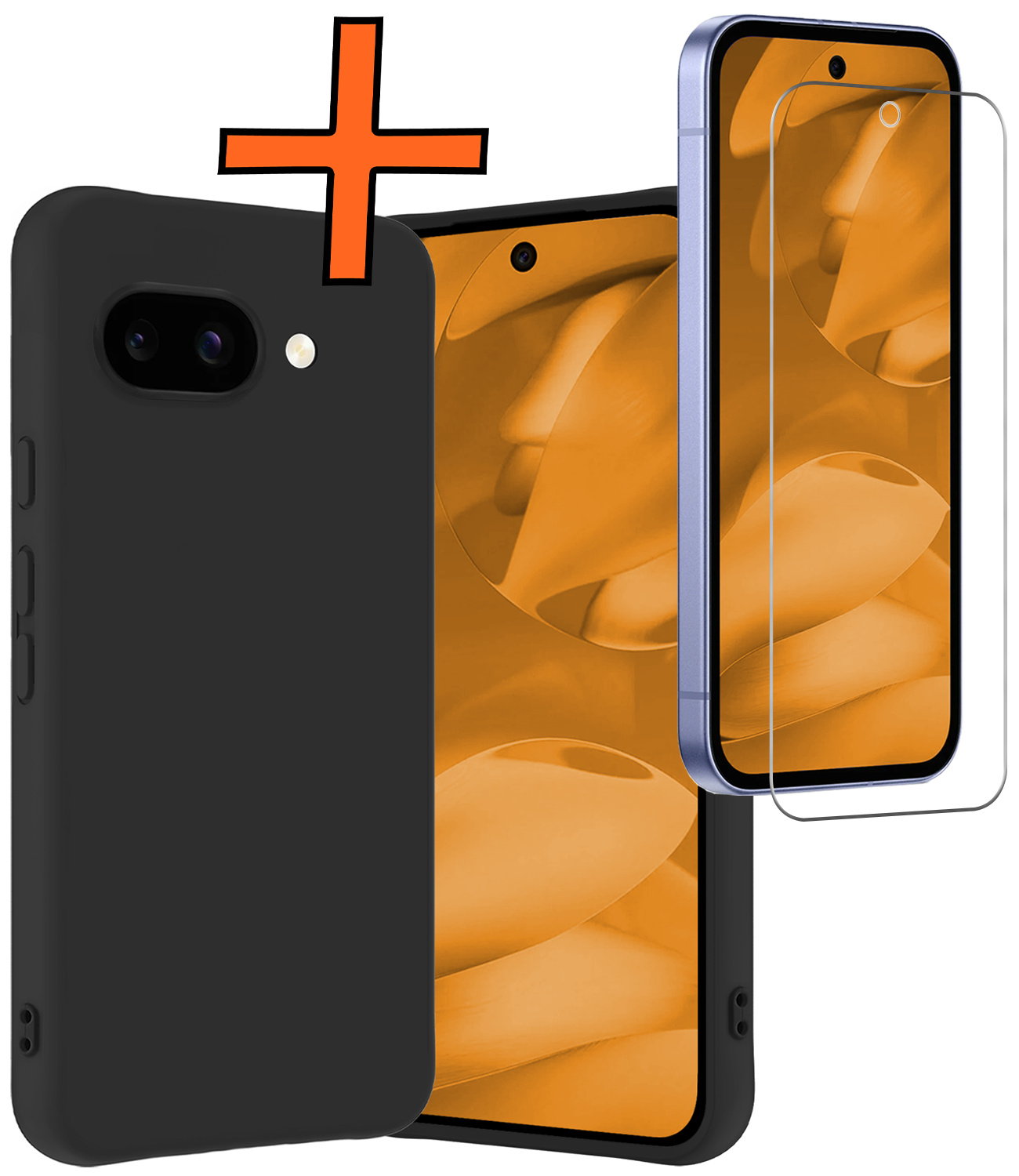 Nomfy Nomfy Google Pixel 9a Hoesje Siliconen Met Screenprotector - Zwart