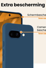 Nomfy Nomfy Google Pixel 9a Hoesje Siliconen Met 2x Screenprotector - Donkerblauw