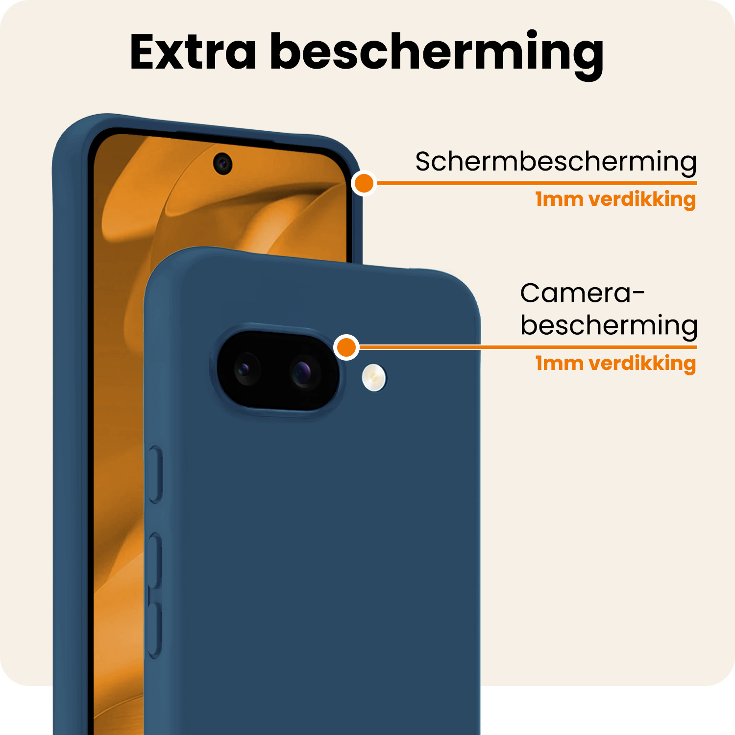 Nomfy Nomfy Google Pixel 9a Hoesje Siliconen Met 2x Screenprotector - Donkerblauw