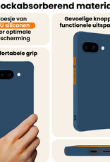 Nomfy Nomfy Google Pixel 9a Hoesje Siliconen Met 2x Screenprotector - Donkerblauw