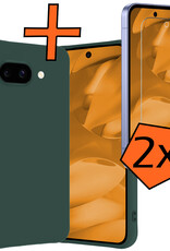 Nomfy Nomfy Google Pixel 9a Hoesje Siliconen Met 2x Screenprotector - Donkergroen