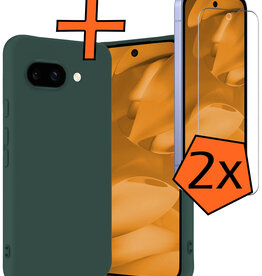 Nomfy Nomfy Google Pixel 9a Hoesje Siliconen Met 2x Screenprotector - Donkergroen