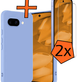 Nomfy Nomfy Google Pixel 9a Hoesje Siliconen Met 2x Screenprotector - Lichtblauw