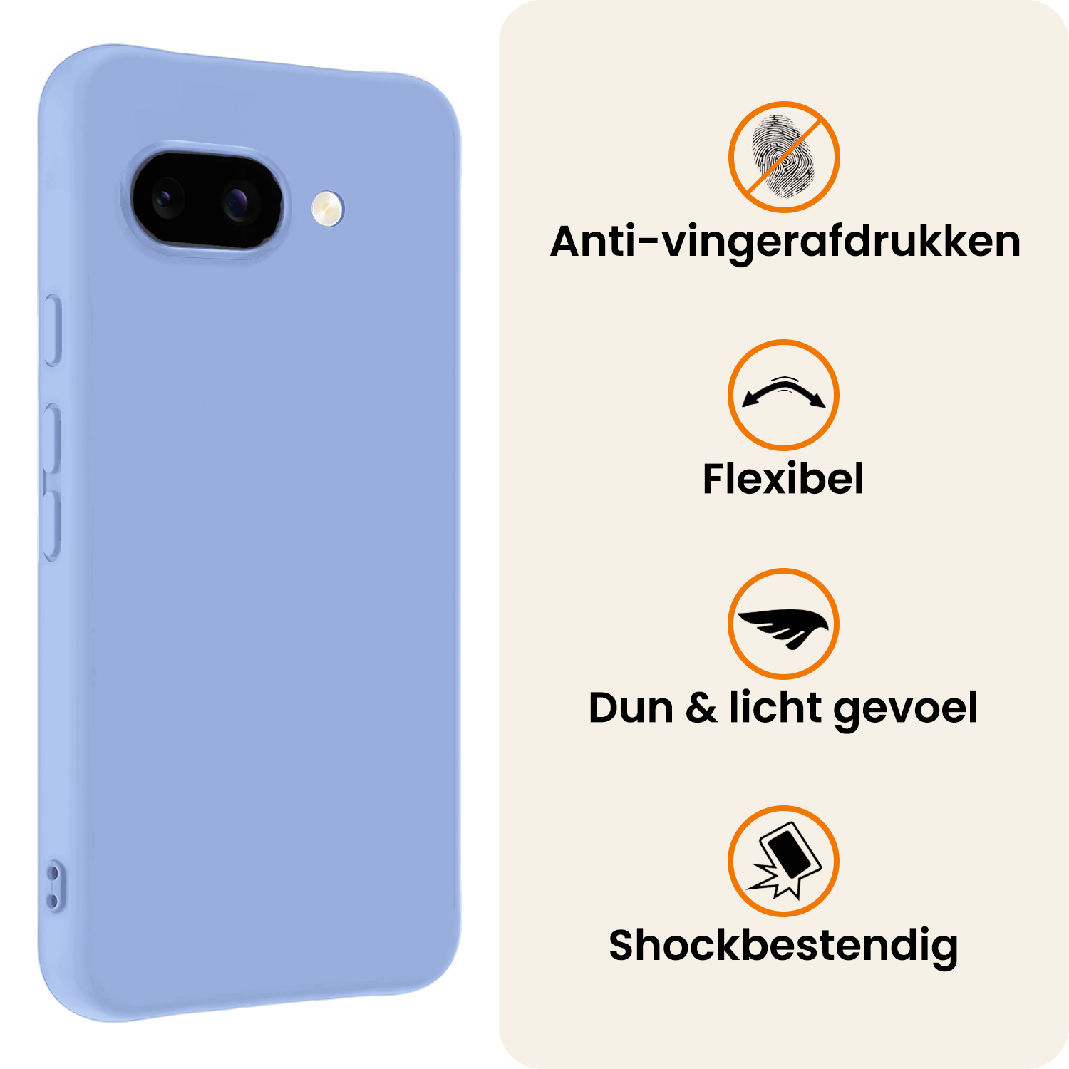 Nomfy Nomfy Google Pixel 9a Hoesje Siliconen Met 2x Screenprotector - Lichtblauw