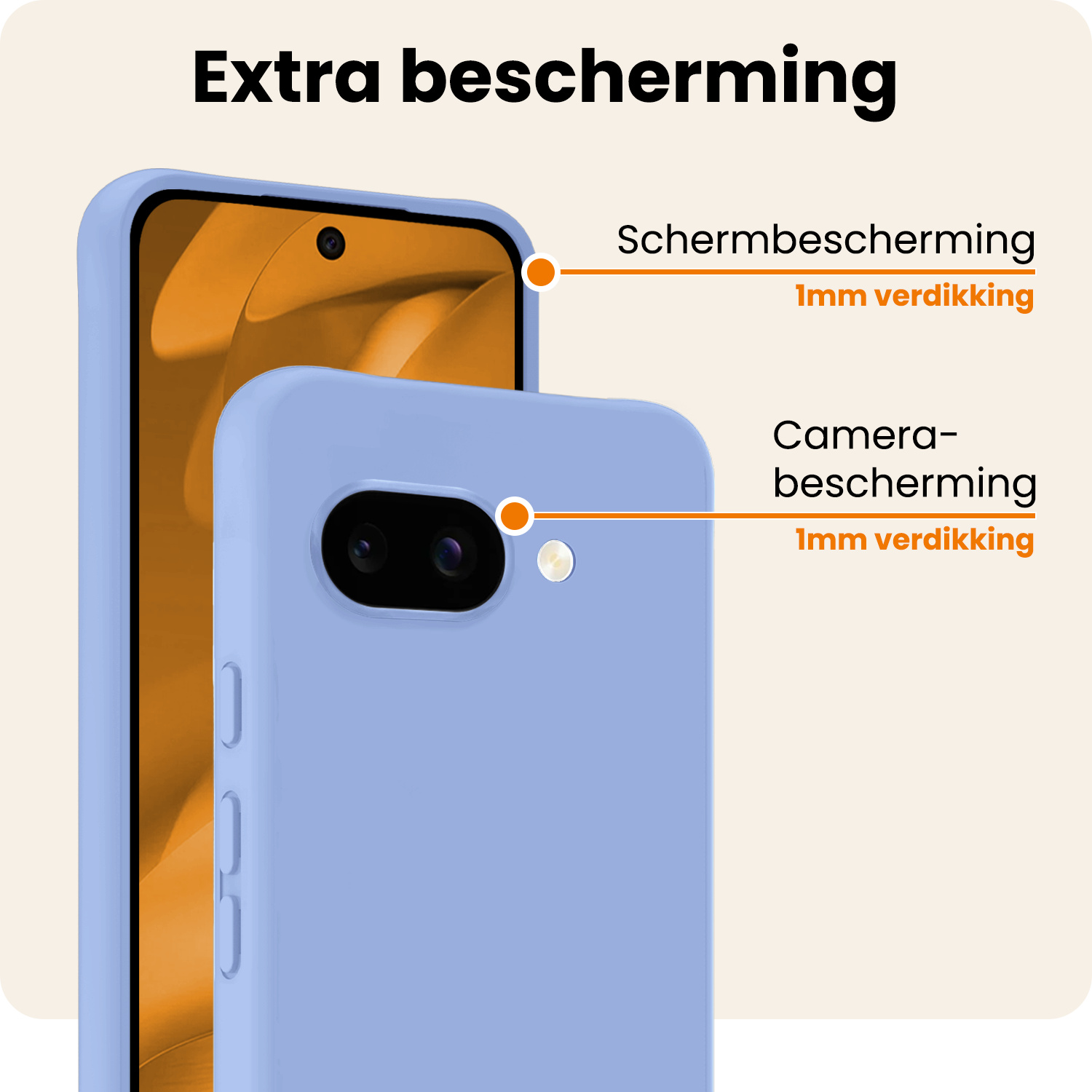Nomfy Nomfy Google Pixel 9a Hoesje Siliconen Met 2x Screenprotector - Lichtblauw