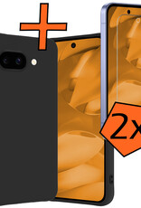 Nomfy Nomfy Google Pixel 9a Hoesje Siliconen Met 2x Screenprotector - Zwart