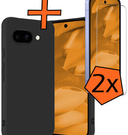 Nomfy Nomfy Google Pixel 9a Hoesje Siliconen Met 2x Screenprotector - Zwart