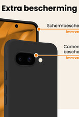 Nomfy Nomfy Google Pixel 9a Hoesje Siliconen Met 2x Screenprotector - Zwart