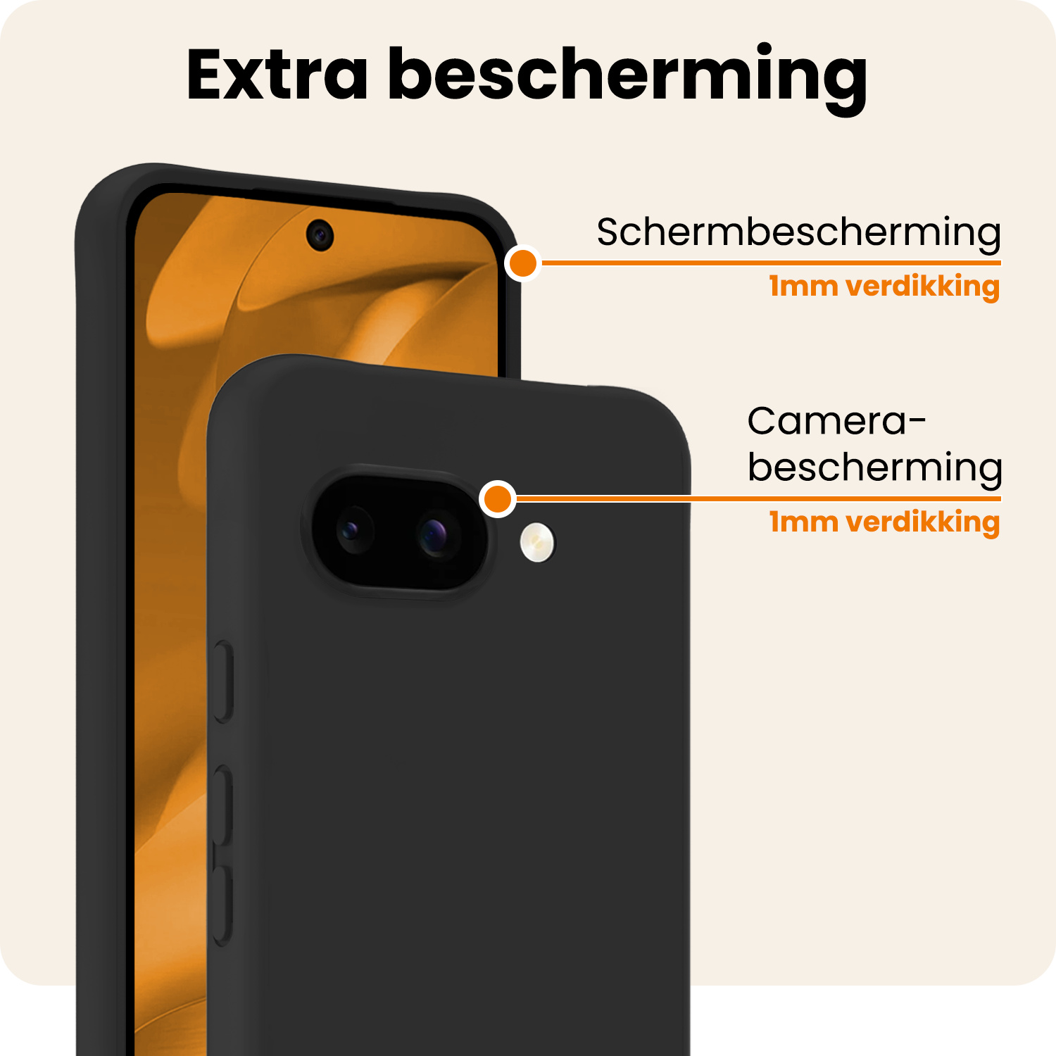 Nomfy Nomfy Google Pixel 9a Hoesje Siliconen Met 2x Screenprotector - Zwart