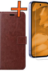 Nomfy Nomfy Google Pixel 9a Hoesje Bookcase Met Screenprotector - Bruin