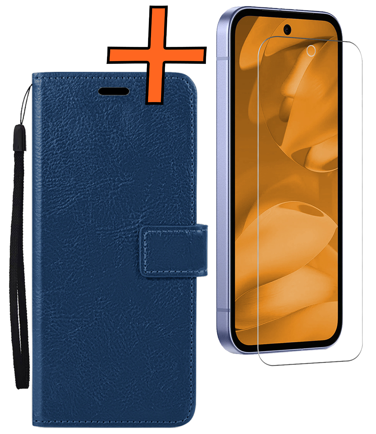 Nomfy Nomfy Google Pixel 9a Hoesje Bookcase Met Screenprotector - Donkerblauw