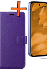 Nomfy Nomfy Google Pixel 9a Hoesje Bookcase Met Screenprotector - Paars