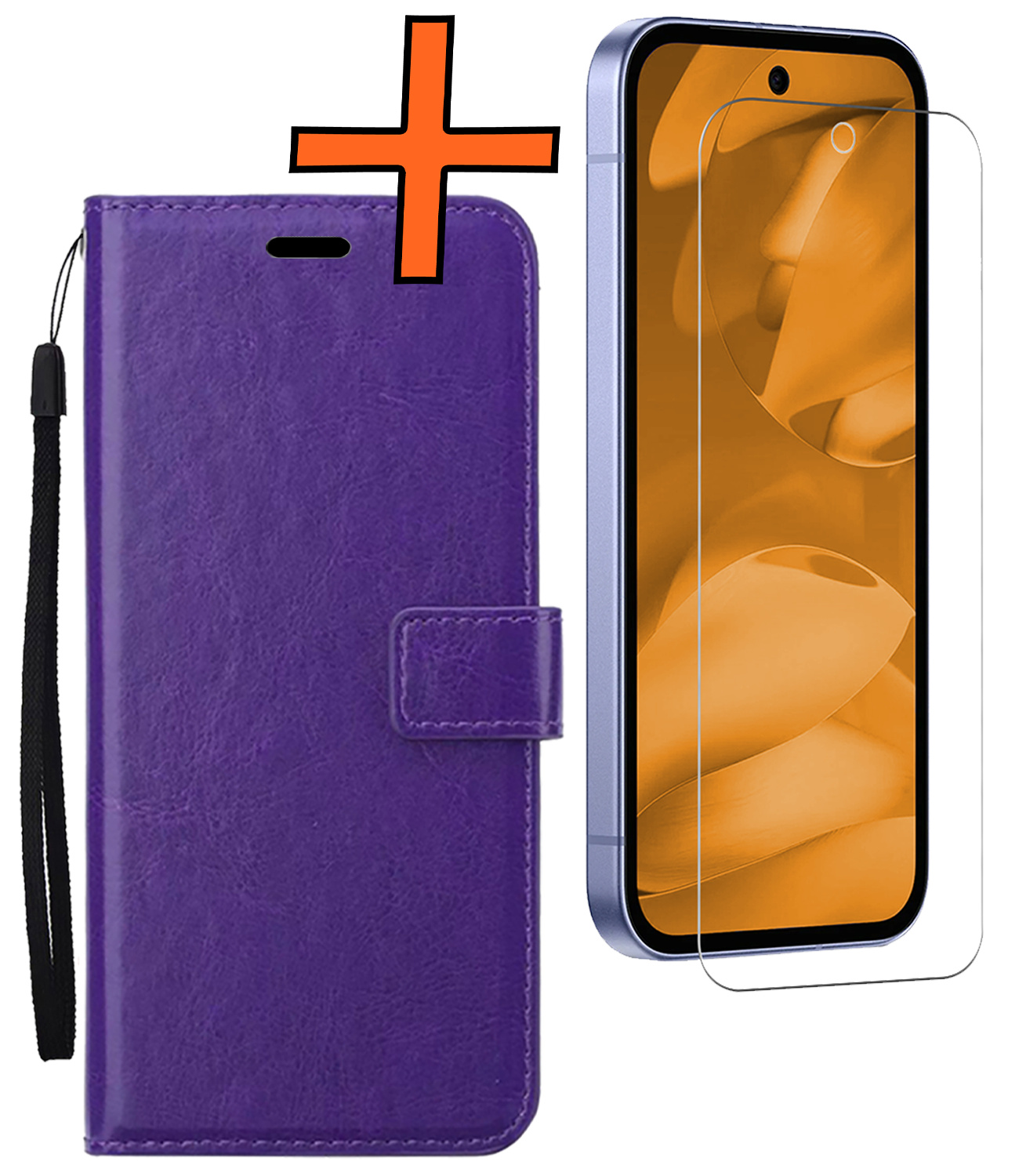 Nomfy Nomfy Google Pixel 9a Hoesje Bookcase Met Screenprotector - Paars