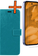 Nomfy Nomfy Google Pixel 9a Hoesje Bookcase Met Screenprotector - Turquoise